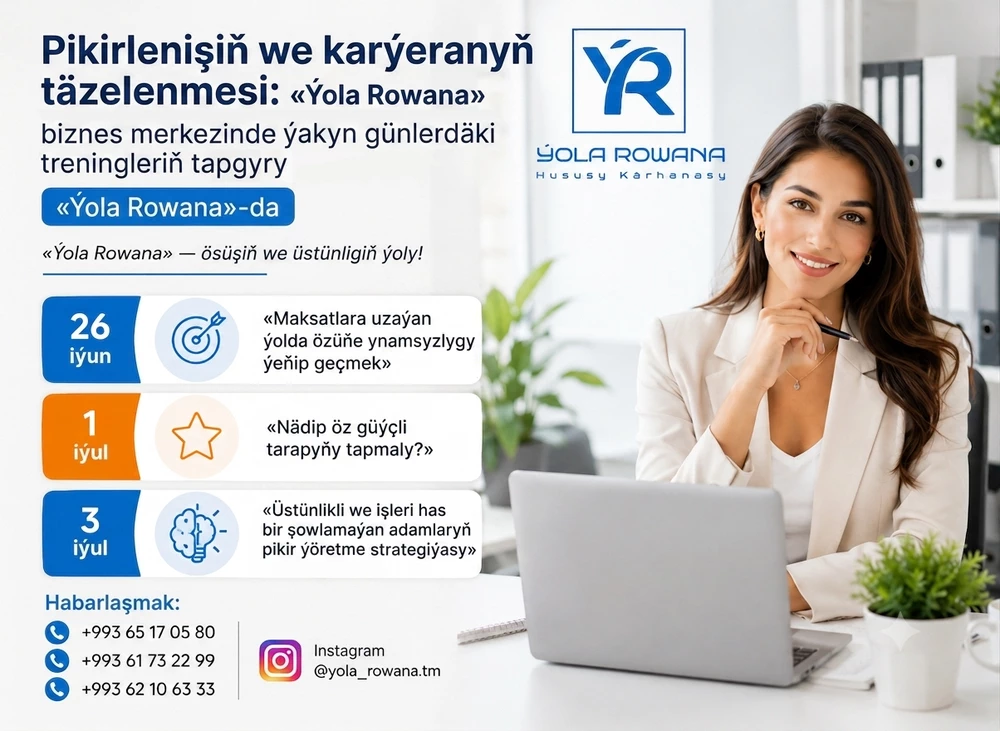 Pikirlenişiň we karýeranyň täzelenmesi: «Ýola Rowana» biznes merkezinde ýakyn günlerdäki treningleriň tapgyry