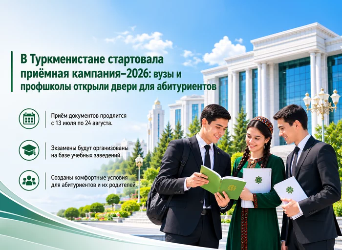 В Туркменистане стартовала приёмная кампания–2026: вузы и профшколы открыли двери для абитуриентов